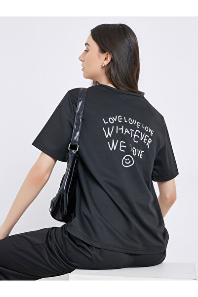 Take Two By Styli Black Solid T-Shirt and Joggers Co-Ords