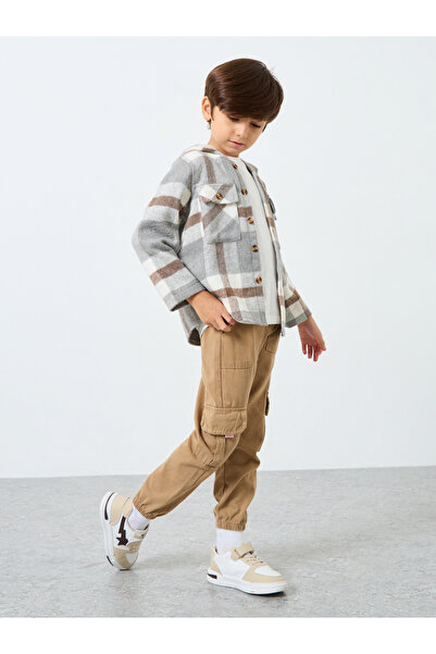 Styli Boys Grey Checkered Hooded Jacket