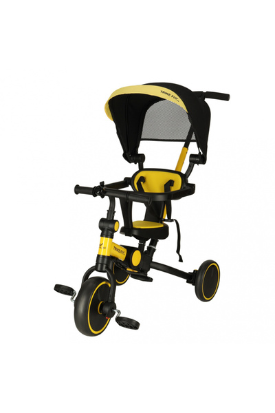 Ikonka Tricicleta pentru copiii Trike Fix V4 Negru/Galben ultrapliabila, cu c...