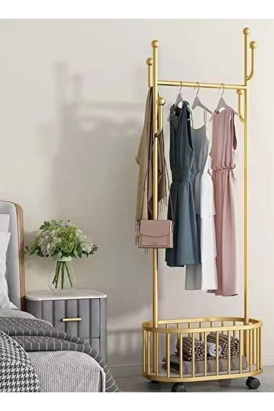 Cady One Metal Clothes Hanger, Organizer and Clothes Rack with Storage Basket 60*173 cm