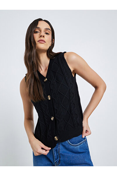 Styli سترة محبوكة بدون أكمام وأزرار