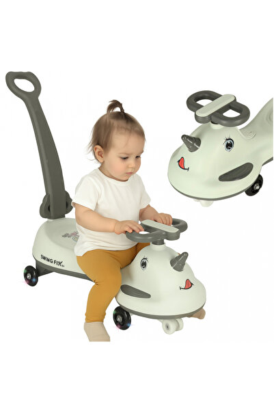 Ikonka PlasmaCar Swing FIX S1 cu LED cu maner Gri, constructie solida, scaun ...