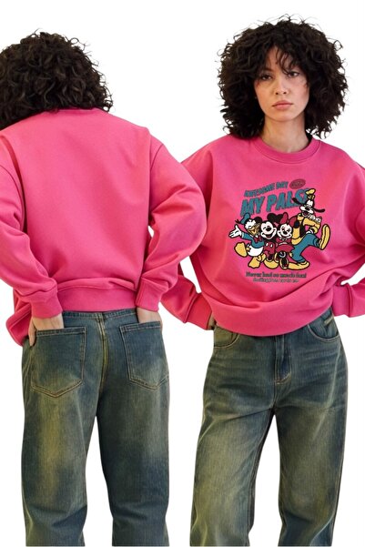 ArtYus سويت شيرت بياقة دائرية مطبوعة بأكمام طويلة للجنسين من ميكي ميني