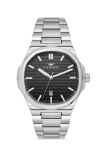 FERRO Silver Steel Cord Men's Wristwatch F11648Awt-A2 Functions Active 3 Atm Water Resistant