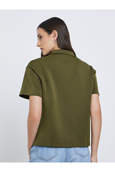 Styli Oversized Half Zip Knitted Polo T-Shirt