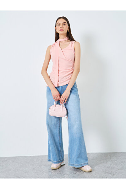 Take Two By Styli Solid Tie Detail Sleeveless Ribbed Cami