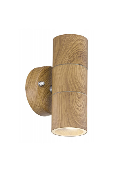 Globo Lighting Lampă de exterior, optică din lemn, oțel inoxidabil, sticlă transparentă, 2 becuri, roată GU10, 3201W-2, Globo