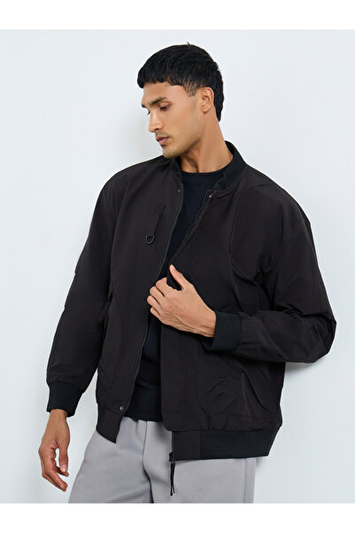 Styli Men Black Solid Bomber Jacket