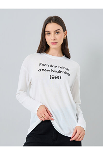 Take Two By Styli Women White Slogan Oversized T-Shirt