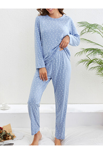 Take Two By Styli Women Heart Print T-Shirt and Pyjama Set