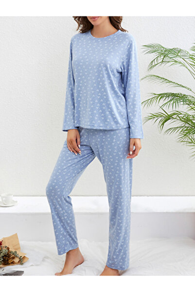 Take Two By Styli Women Heart Print T-Shirt and Pyjama Set