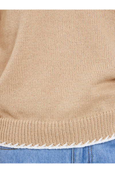 Styli Beige V-Neck Knitted Sweater
