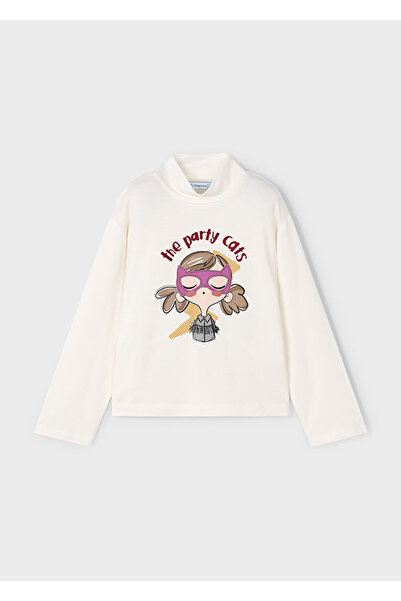 MAYORAL Κοριτσίστικη κρεμ μπλούζα με στάμπα με ζιβάγκο |   Μαλακό ύφασμα βισκόζης 4-10 ετών