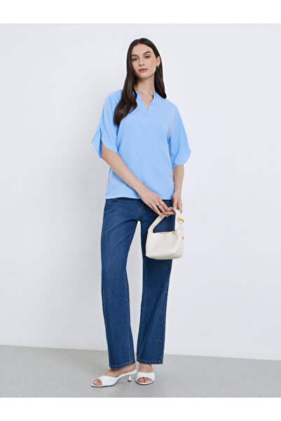 Take Two By Styli Women Blue Short Sleeve Blouse