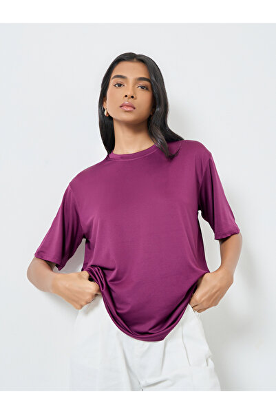 Take Two By Styli Women Purple Oversized T-Shirt