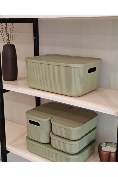 Bayev 4 Pieces Colores Green Closet Organizer Box with Lid Office Socks Clothing Organizer Set