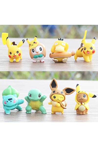mr shopping Mr Set of 8 Figures Pokemon Figure Mini Figure Toy Pikachu Great Gift for Kids