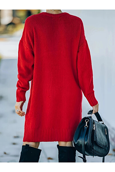 Take Two By Styli فستان محبوك بطول الركبة ورقبة دائرية بمقاس كبير