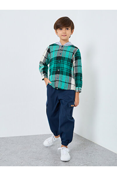 Styli Boys Checked Hooded Shirt and Cargo Pants Set