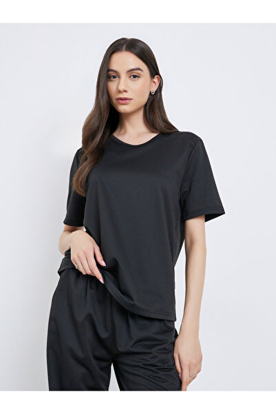 Take Two By Styli Black Solid T-Shirt and Joggers Co-Ords