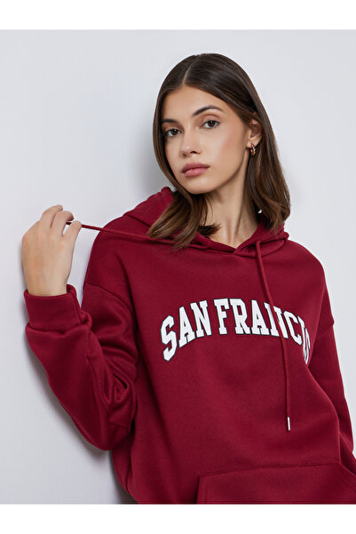 Take Two By Styli Women Red Slogan Print Oversized Hoodie