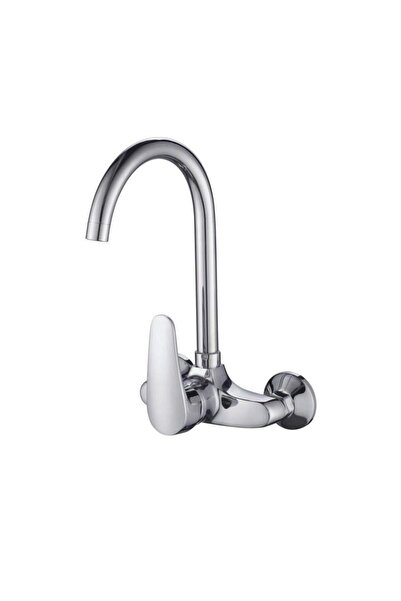 Danube Home Milano Hira Wall Mounted Mixer | Brass Sink Mixer for Bathroom | Elegant Silver Finish