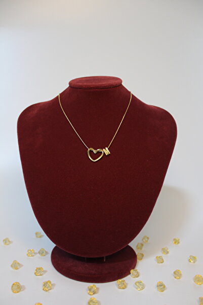 Genel Markalar Gold M harfli büyük kalpli çelik kolye