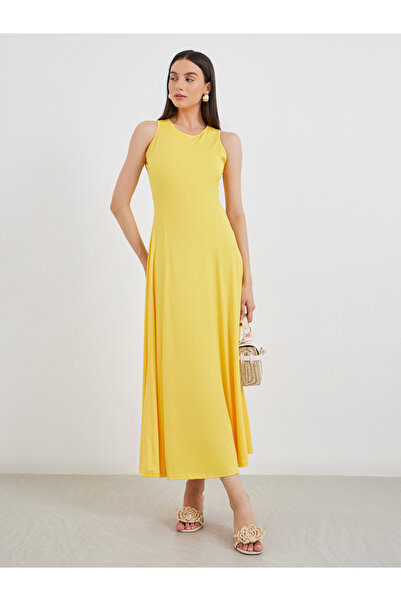 Take Two By Styli Solid Knitted Sleeveless A-Line Midi Dress