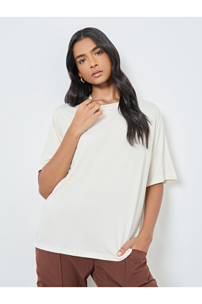 Take Two By Styli Women Cream Oversized T-Shirt