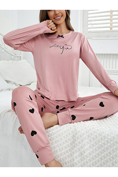 Take Two By Styli Women Bow Detail Printed T-Shirt and Pyjama Set