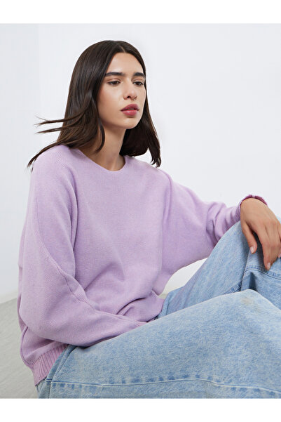 Take Two By Styli Purple Knit Relaxed Fit Sweater