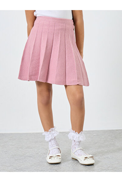 Styli Girls Pink Knitted Cardigan and Skirt Set