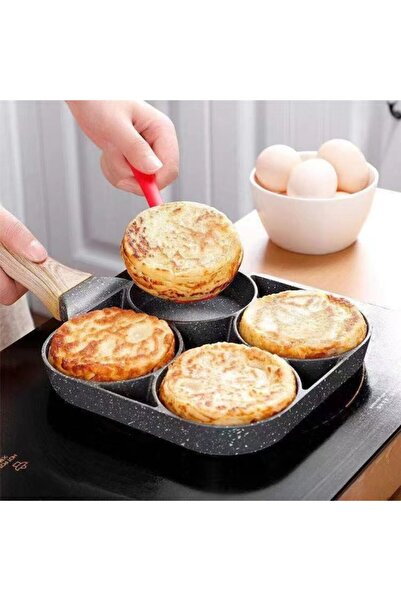 OEM Non-Stick Pancake Pan with 4 Compartments, Ideal for Breakfast, Eggs, and Mini Pancakes, Aluminum, C