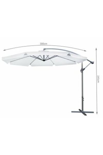 Malatec Umbrella garden/terrace, banana-type joint, white, 300 cm,