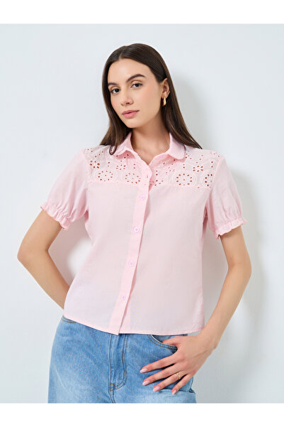 Take Two By Styli Embroidered Puff Sleeve Buttoned Shirt