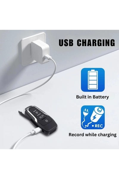 iUni Mini cameră pentru chei auto RMS25, Full HD, slot pentru card MicroSD, detectare mișcare