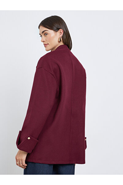 Styli Burgundy Wool Blend Longline Jacket