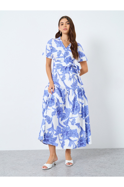 Styli All-Over Floral Print Tiered Maxi Dress