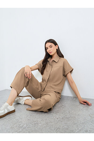 Take Two By Styli Solid Buttoned Top and Loose Fit Pants Set