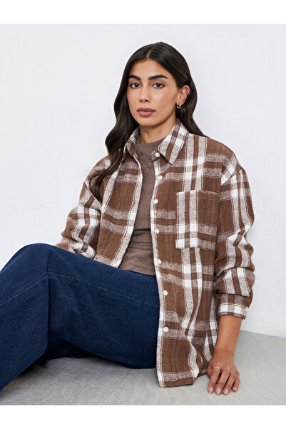 Styli Checked Long Sleeve Oversized Shirt