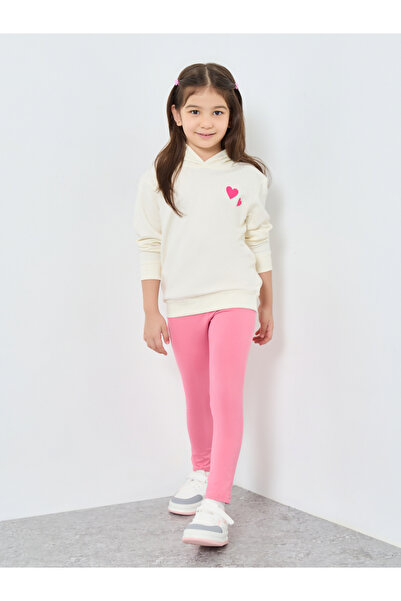 Styli Girls Off White Heart Print Hoodie