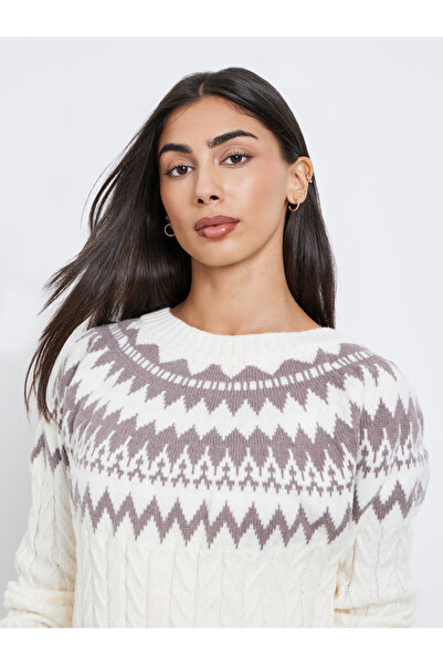Styli Off White Cable Knit Regular Fit Sweater