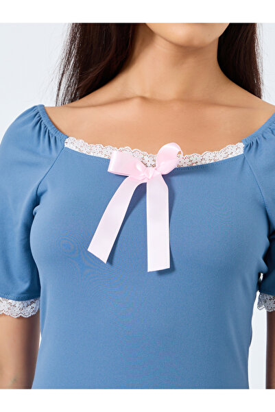 Take Two By Styli Lace and Bow Contrast Lace Nightdress