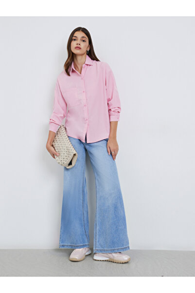 Styli Pink Long Sleeve Oversized Shirt