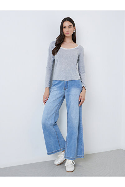 Take Two By Styli Solid Wide Neck Lace Detail Knitted Top