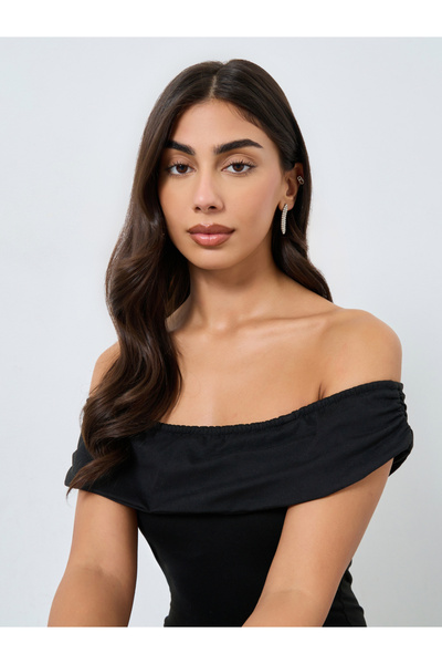 Take Two By Styli Black Off-Shoulder Maxi Dress