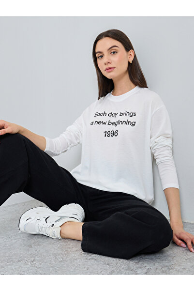 Take Two By Styli Women White Slogan Oversized T-Shirt