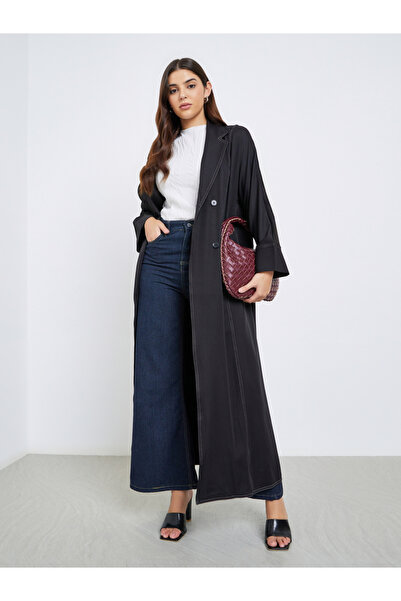 Styli عباية مزدوجة الصدر من نوتش ليبل