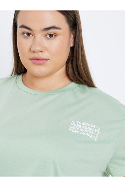 Styli Plus Slogan Print T-Shirt and Cuffed Pyjama Set