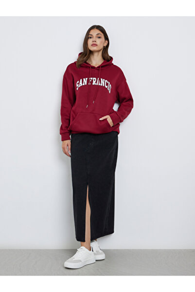 Take Two By Styli Women Red Slogan Print Oversized Hoodie